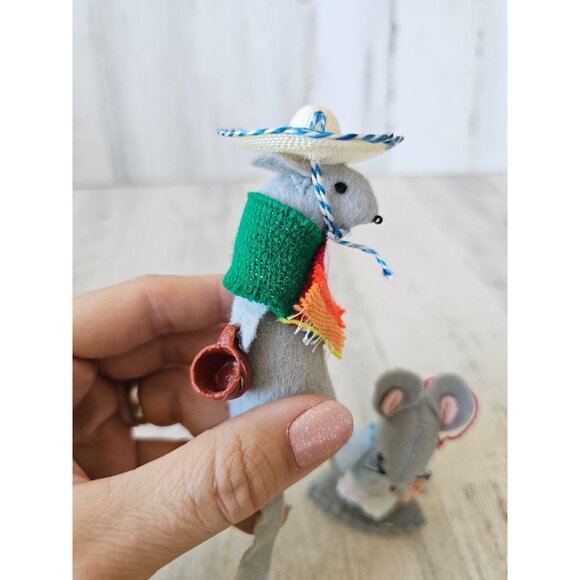 Vintage felt mice dentist Mexico Mexican decor mouse - Picture 2 of 14